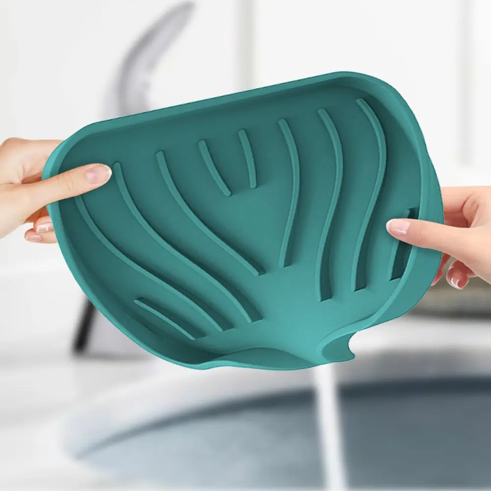 Description Picture 5 of itemSilicone Kitchen Sink Tray Soap Dish Holder with Built-in Drain Lip Draining Countertop Sink Scrubber Brush Sponge