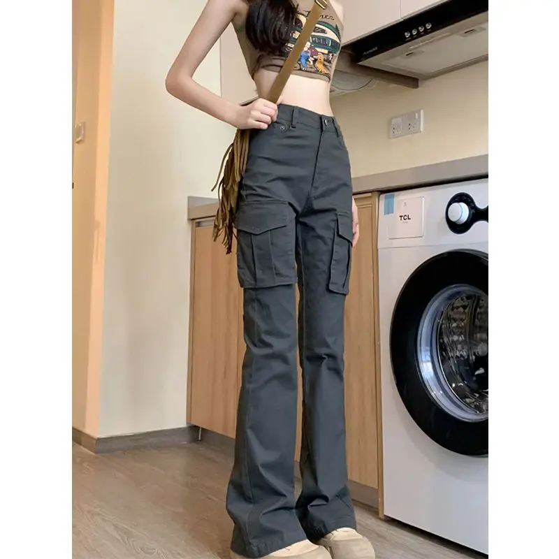 STSVZORR Micro Horn Workwear Pants Women's Summer 2023 New High Waist Retro Spicy Girls' Dropped Pants
