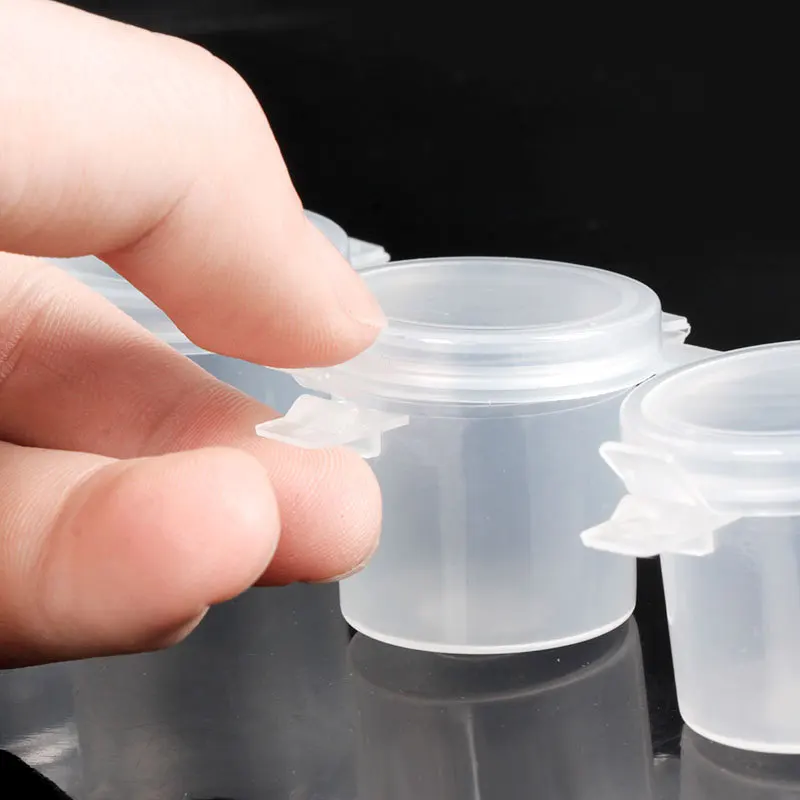 100pcs 6 Cups Paint Pots Strip 10ml/0.34oz Mini Empty Plastic Pigment Cups Jars Art Painting Craft Supplies Storage Containers 5