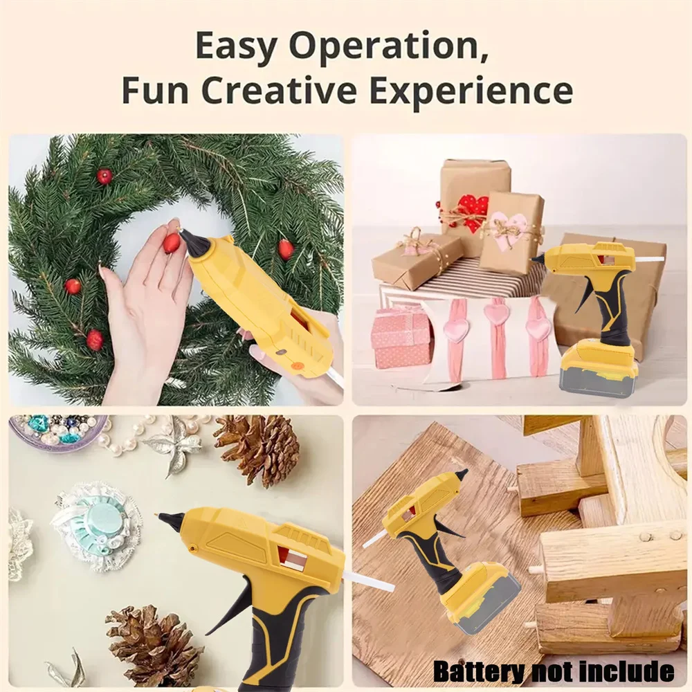 Cordless Hot Melt Glue Gun Portable Rechargeable with 5pcs 11mm Glue Sticks DIY Repair Tool For Makita/Dewalt/ Milwaukee battery