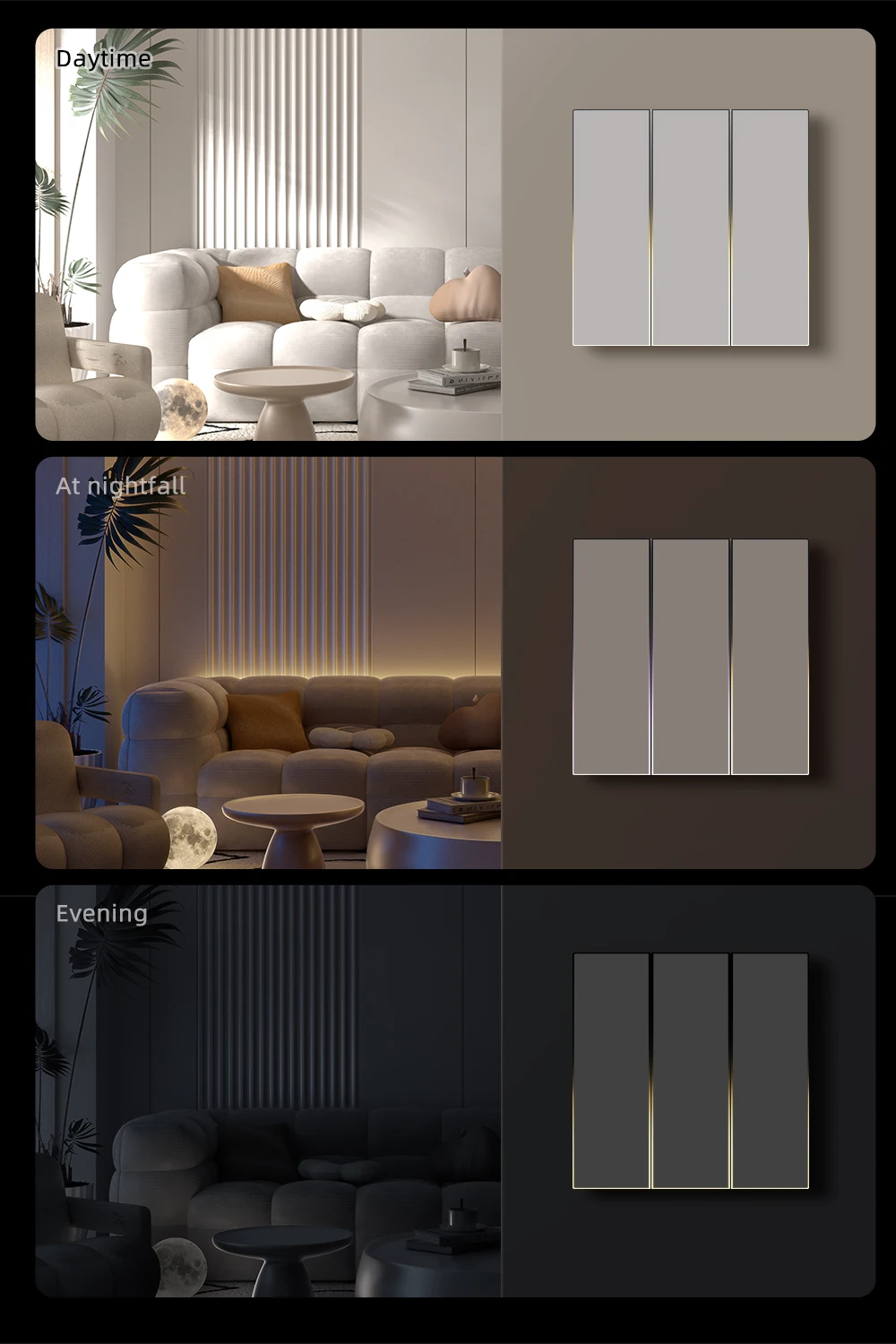 WiFi Tuya EU Smart Light Switch with Ambient Light,1/2/3/4 Gang Button Light Swi