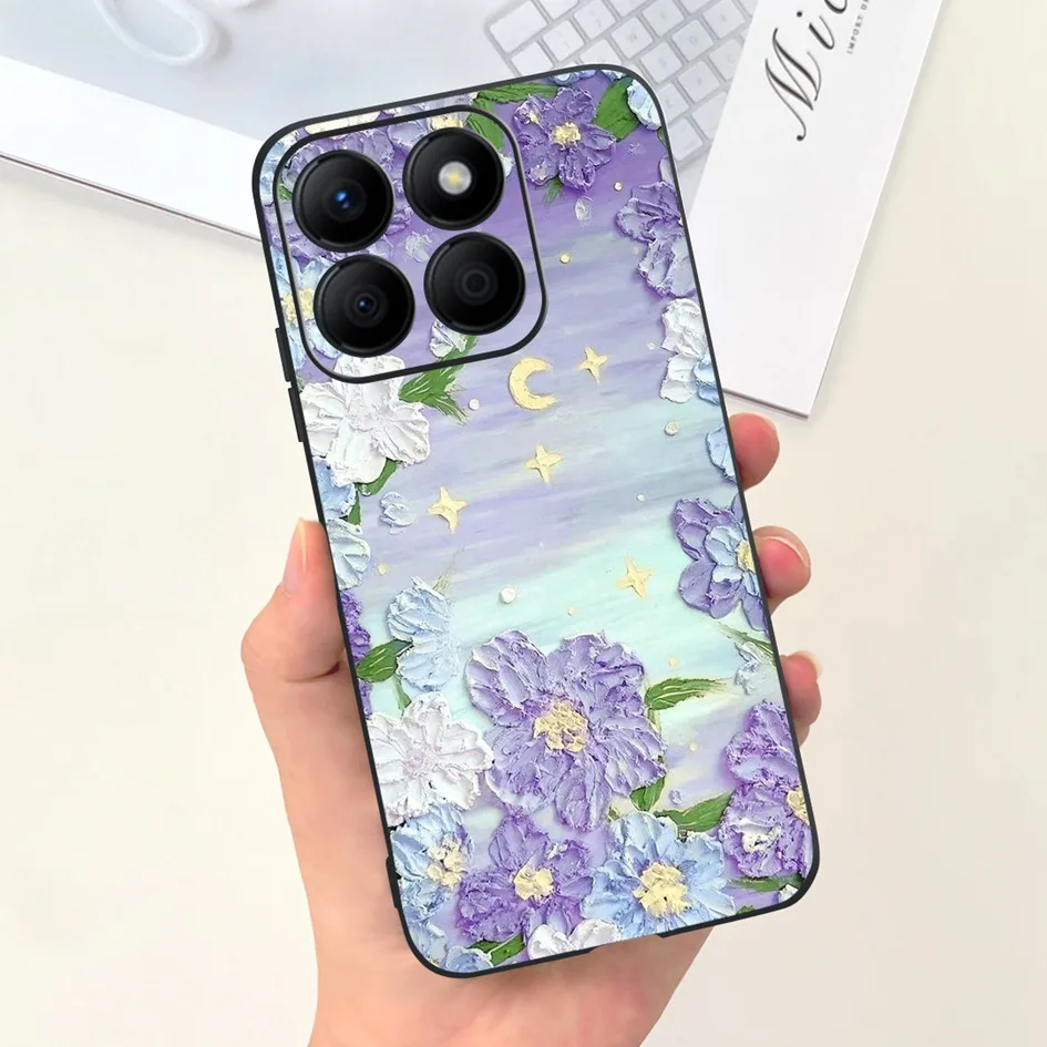 Stylish Floral Moon Soft Silicone Case - Artistic Back Cover