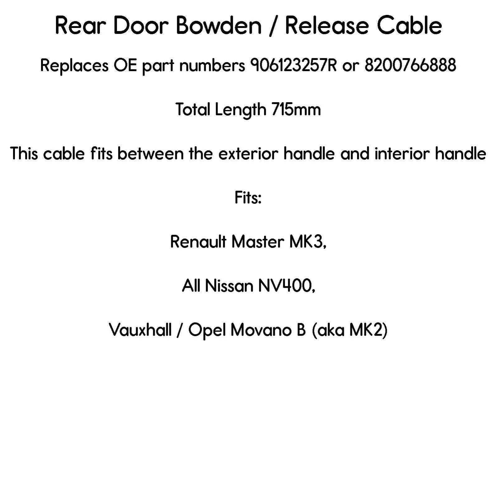 Cable De Cierre Externo De Puerta 8200766888 Para Master Mk3 | Meses