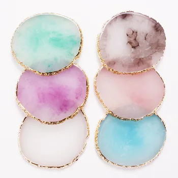 Tavolozza per nail art Punte per unghie finte Miscelazione di colori Tavolozza da disegno Espositore per smalto gel Strumento per manicure in pietra di agata rotonda in resina