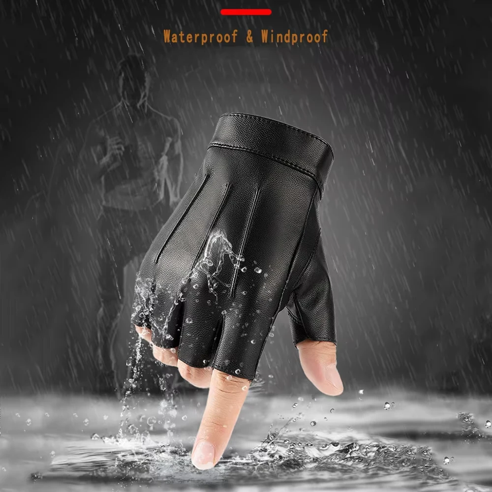 Half Finger Gloves Fingerless Gloves Tactical Gloves Leather Gloves Sports Gloves Gym Gloves Men Women PU Leather Gloves Lovers Fingerless Mittens Black Half Finger Outdoor Tactical Mens Leather Driving Gloves