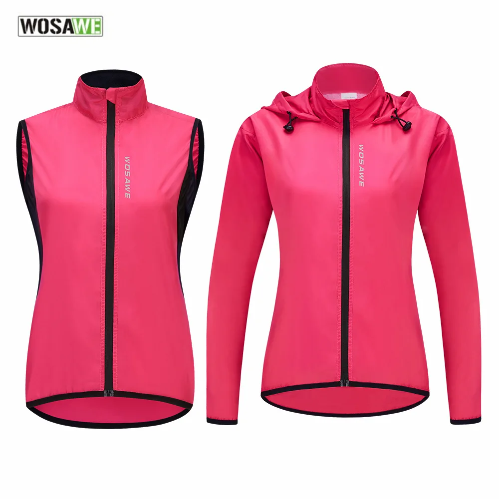 WOSAWEWomensCyclingJacketWaterproofWindproofHoodedWindbreaker