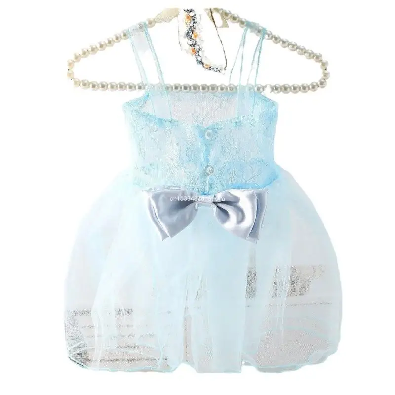 Breathable Newborns Bowknot Dress with Matching Headband Pearls Headwear Photography Props for Babies 0-1 Month Dropship