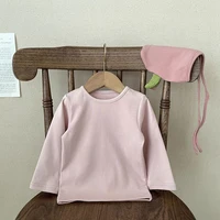2024 Spring Newborn Baby Boys Girls Cotton T-shirt Clothes Toddler Crewneck Long Sleeve Solid Casual Autumn Tops Tees 3-36Months 6