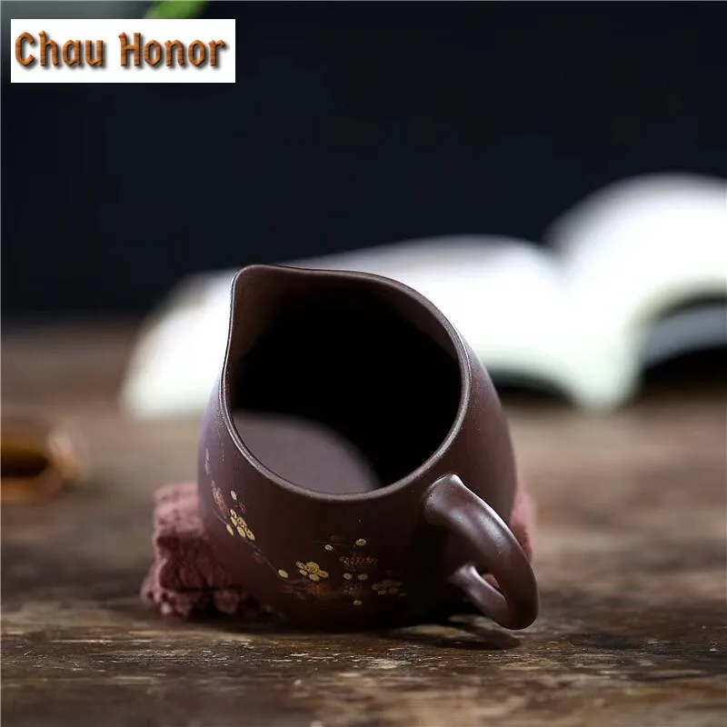 200ml Authentic Yixing Purple Clay Fair Cup Cha Hai Plum Blossom Teacup Handmade Tea Set Accessories Household Drinkware