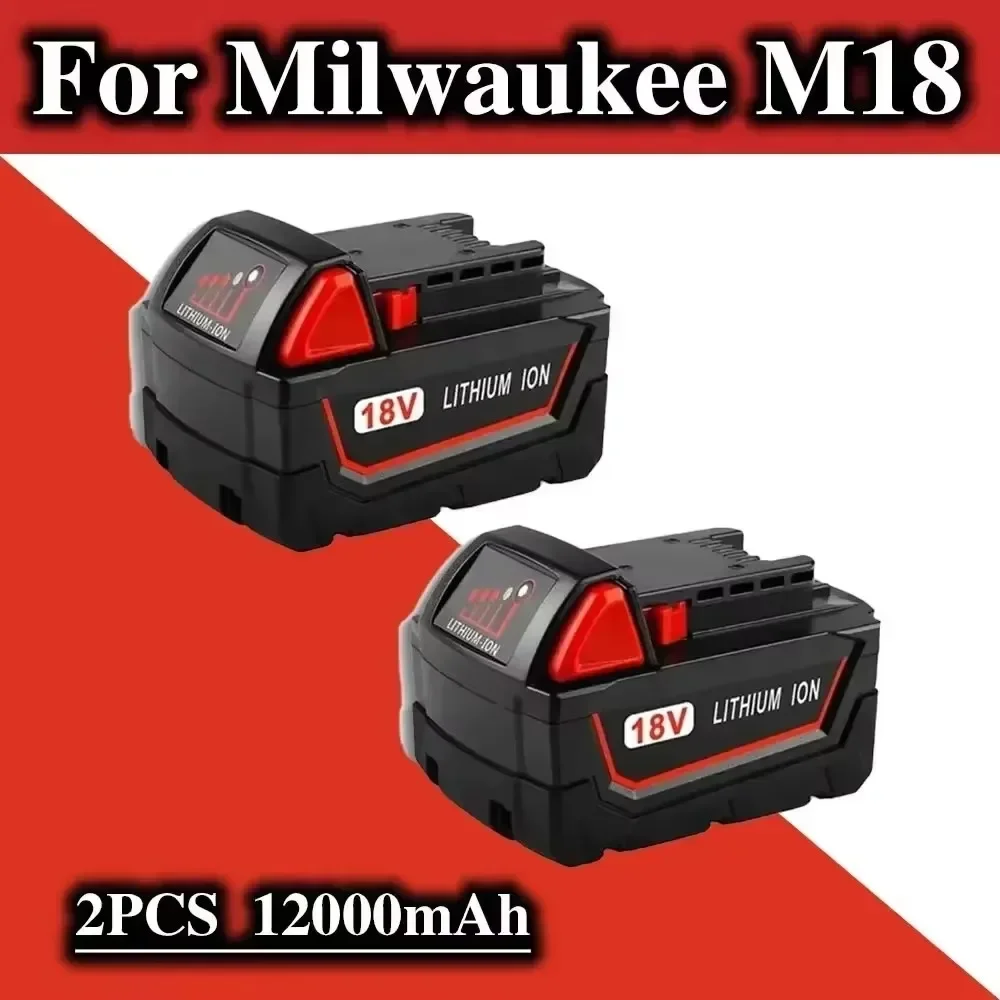 Milwaukee Impact 18V 5.0Ah Replacement Batteries For Milwaukee M18 Tools - 2-Pack High Capacity Lithium Ion 5.0Ah Battery Replacement