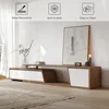 Extendable TV Stand with 3 Drawers Minimalist Rectangle Entertainment Center Walnut TV Console Table Up to 110" 4