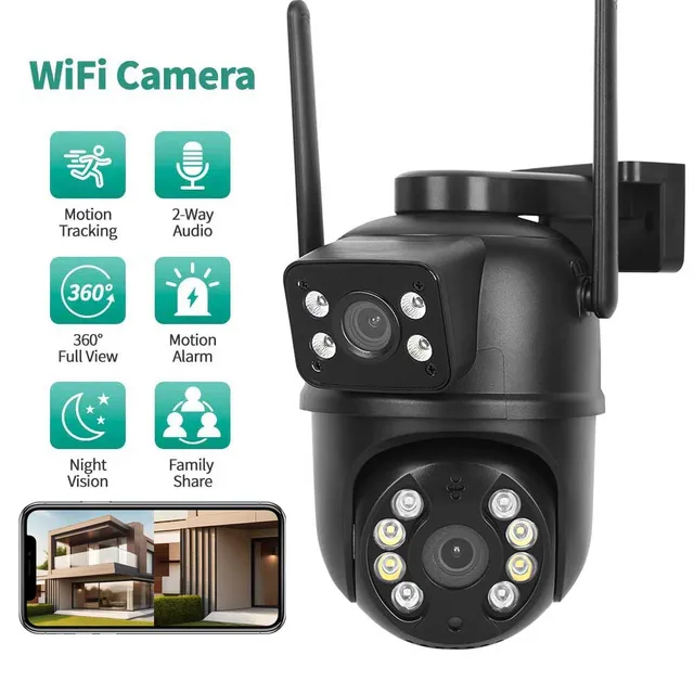 Caméra de surveillance WiFi BELIA 4K 8MP, double objectif, zoom numérique 4X, détection humaine AI, caméras IP PTZ de sécurité extérieure EooLii 1