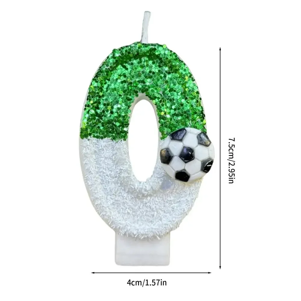 Cake Candles Birthday Number White Soccer 0 Glitter Cupcake Topper for Kids Adults Party Anniversary