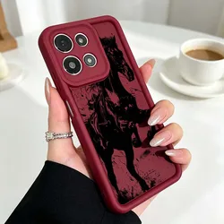 Fodero per telefono con design a scala degli occhi fusion e motivo di cavallo nero in corsa