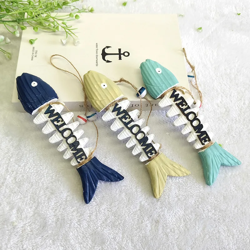 크리 에이 티브 Fishbone 수지 알파벳 벽 장식 펜던트 물고기 뼈 장식 지중해 스타일 홈 장식 장식품