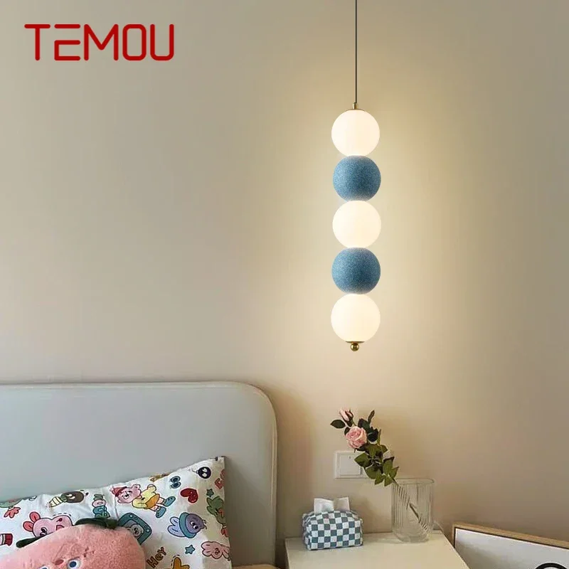 

TEMOU Nordic Pendent lamp Modern Simplicity Bedroom Bedside Lamp Personalized creativity LED Restaurant Bar Aisle Chandelier