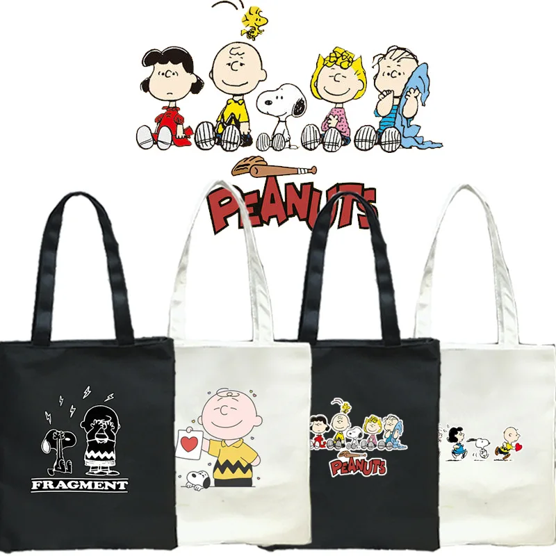 

Sanrio Kawaii Snoopy Woman Bag Anime Cartoon Cute New Style Zipper Canvas Bag Shoulder Bag Handbag Student Toys for Girls