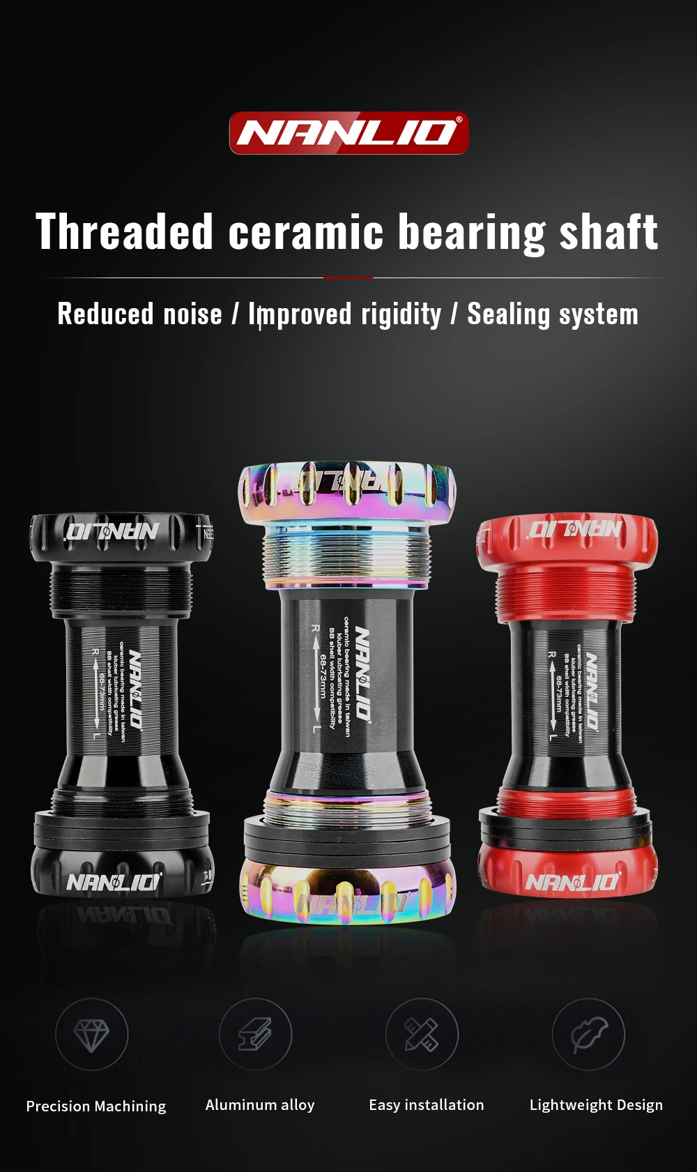 Description Picture 2 of itemNanlio BSA Bearing Bottom Bracket - 68/73 mm Screw Type, Waterproof Aluminum Alloy for MTB and Road Bikes