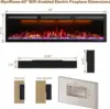 Wifi Enabled Electric Fireplace Embedded Wall Mounted 60 "electric Fireplace Heater Adjustable Flame Color Remote Touch Screen 5