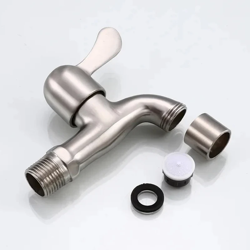 Mop Pool Faucet Washing Machine Water Tap 304 Stainless Steel Bathroom Faucet Wall Mounted Matte Finish Single Cold