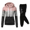Women Tracksuit Printing Hooded Sweatshirt Sweatpant Color Block Versatile Casual Jogging Pullovers Sport Trousers Outfits S-3XL 1