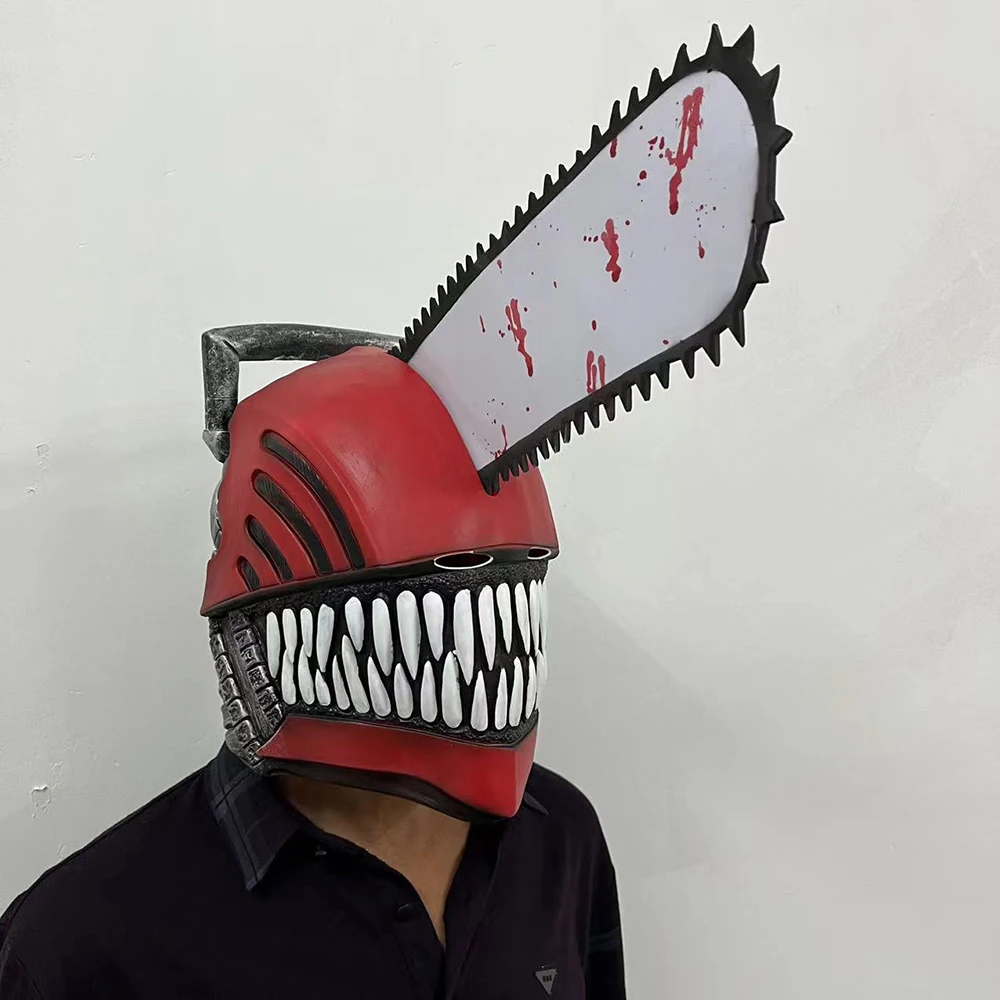 Horror Chainsaw Man Pochita Denji Cosplay Latex Mask Halloween Carnival  Party Dress Cosplay Bloody Chainsaw Latex Helmet - AliExpress