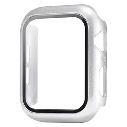Enhanced Protective Hard Case with Tempered Glass Screen Protector for Smartwatch - Anti - Scratch Cover, Sleek and Durable Design (Silver)