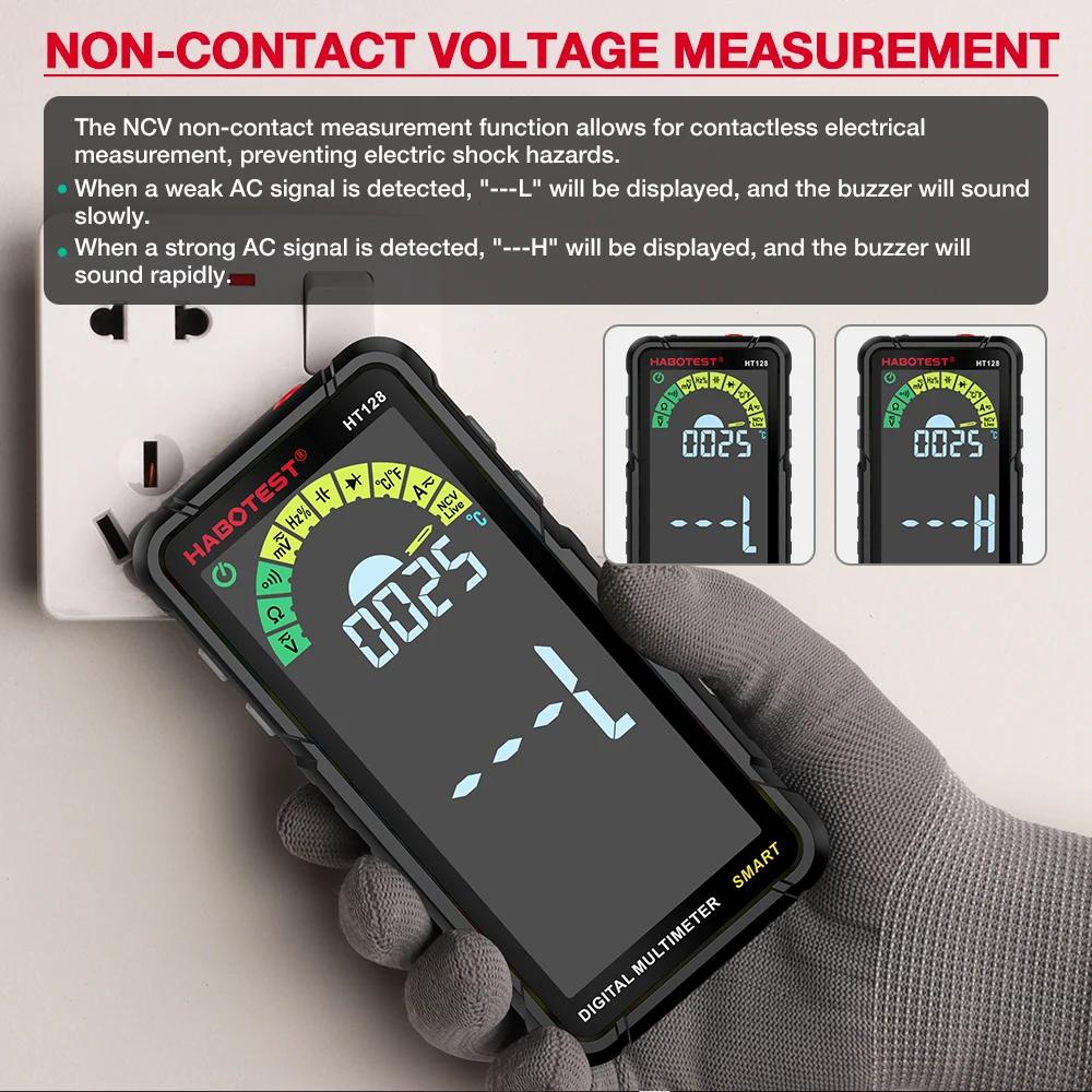 HABOTEST Ʈ ȭ    Ƽ, 6000 īƮ а, NCV ׽, 4.88 ġ LCD Ʈ, HT128