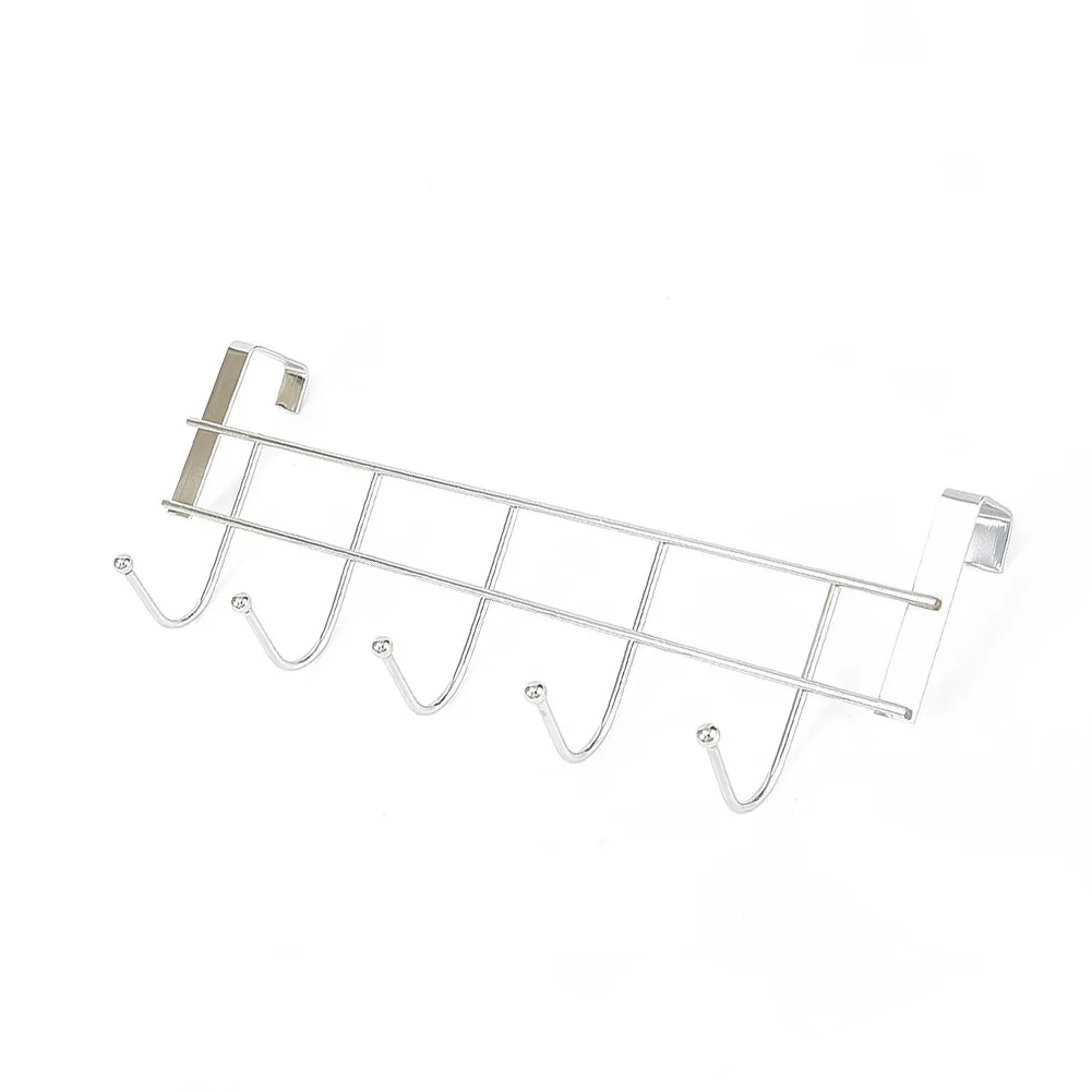 5 Hooks Over The Door Hooks Wash Room Hanger Clothes Towel Storage Holder For Clothes Towels Shoes Hats Caps Rack