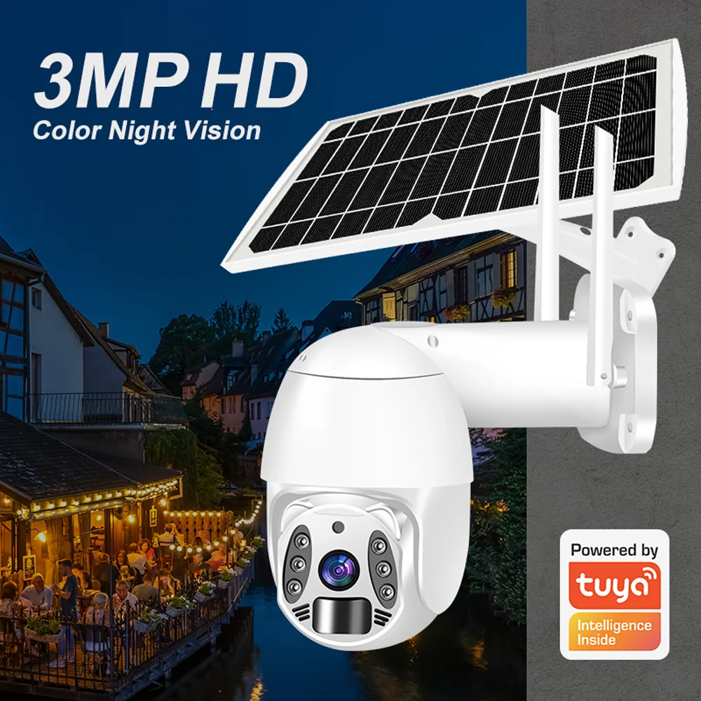 Tuya 360 ° WiFi Camera Kamera GSM 4G Solar Surveillance Cameras Security Protection for Home Security Outdoor Waterproof