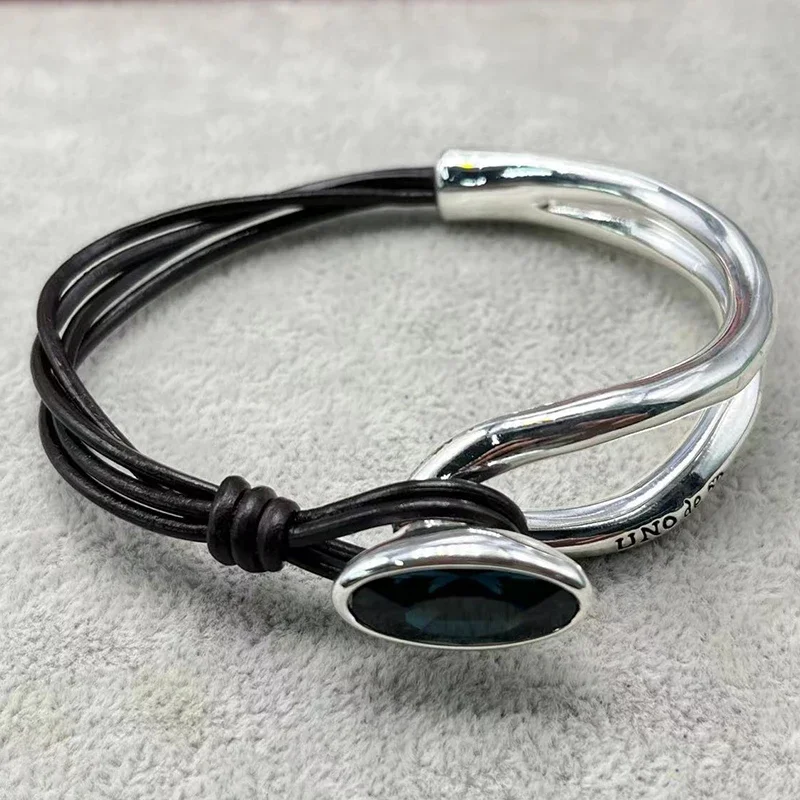 

2023 UNOde50 High quality Blue Gem niche bracelet, fashionable, romantic, exquisite bracelet, women's jewelry gift