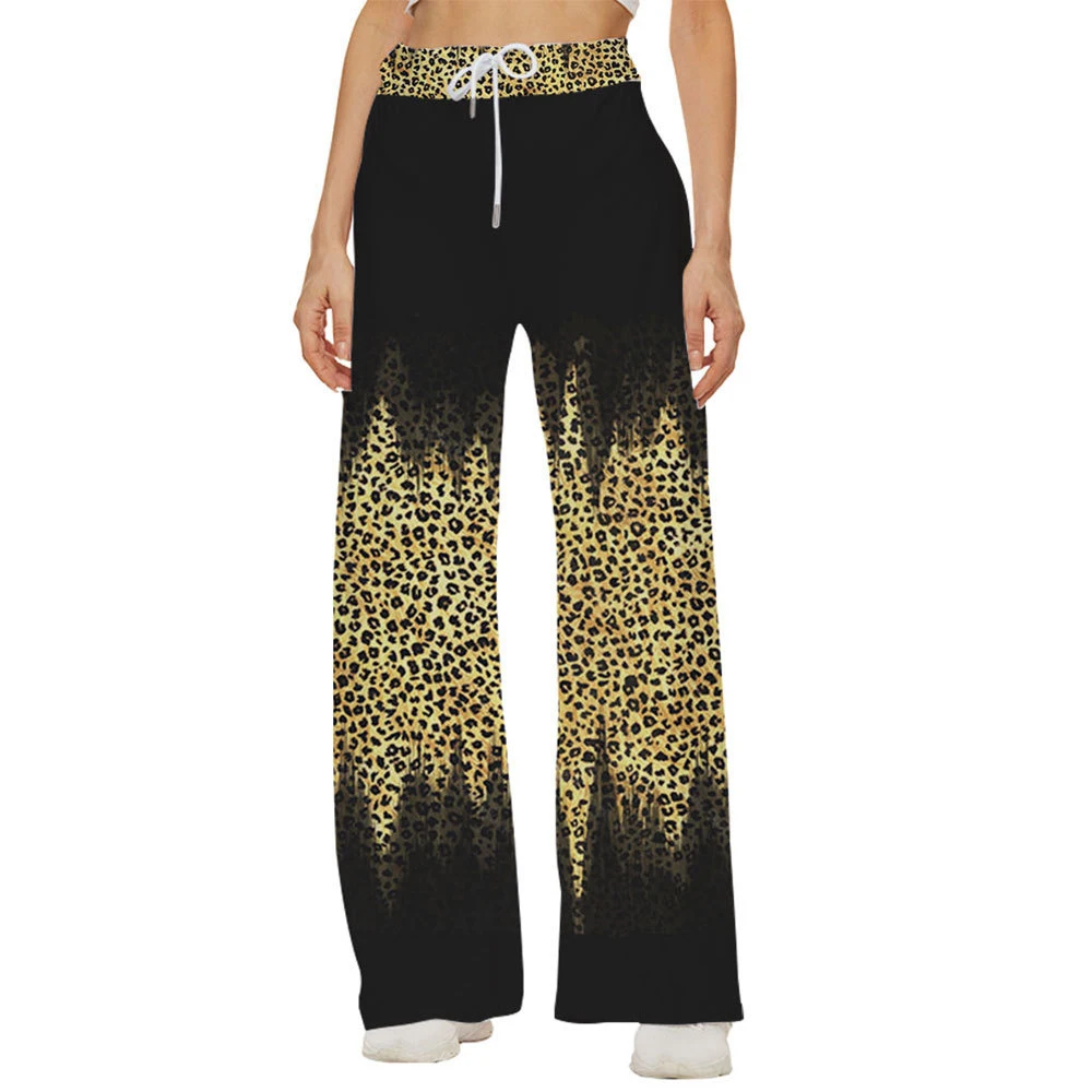 

Женские штаны с цветочным леопардовым принтом, спортивные брюки с широкими штанинами, брюки с высокой талией, женские повседневные штаны, уличная одежда
