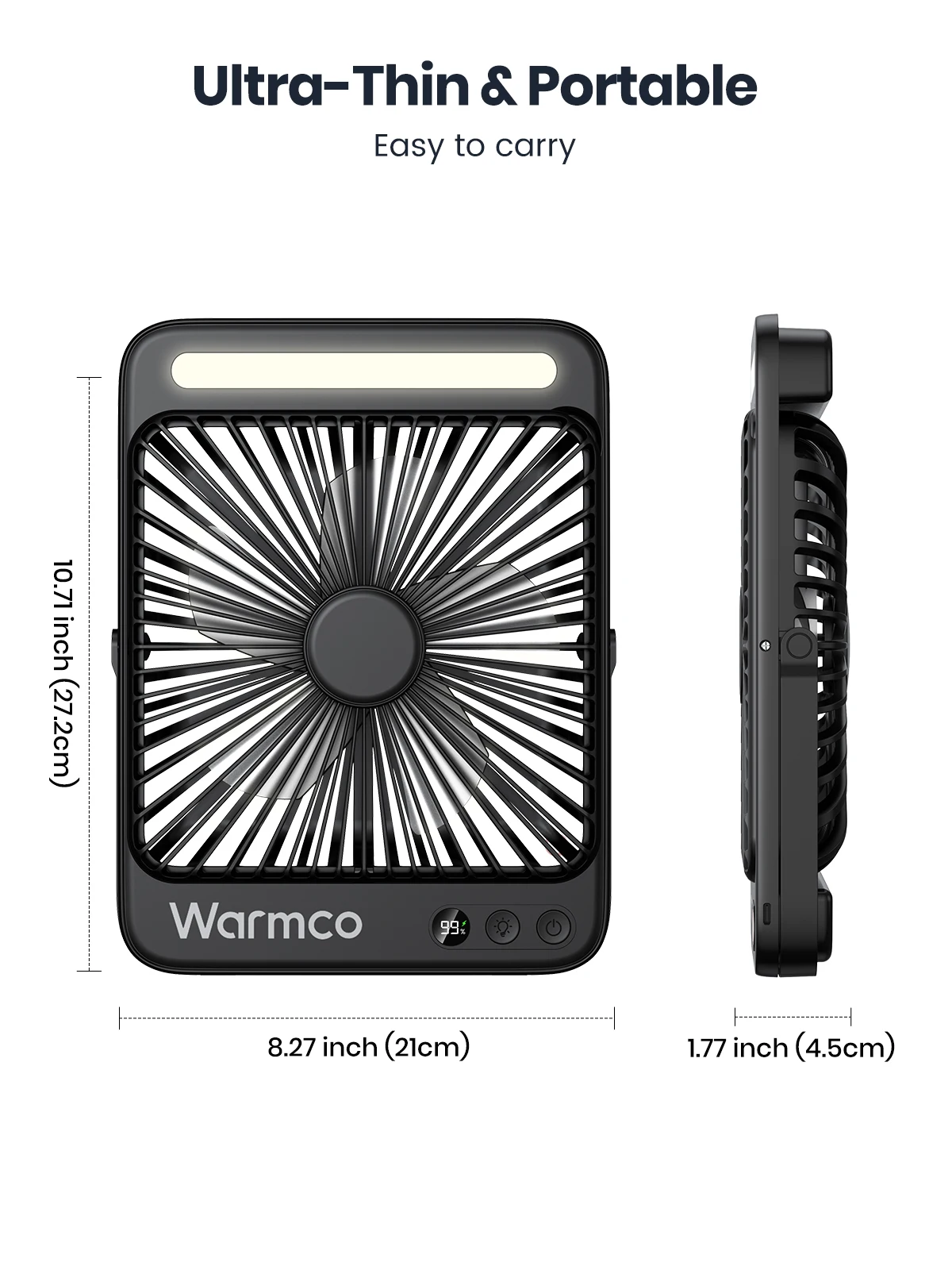 D4 Portable Desk Fan 20000mAh Rechargeable Camping Fan & LED Light 48Hrs Runtime