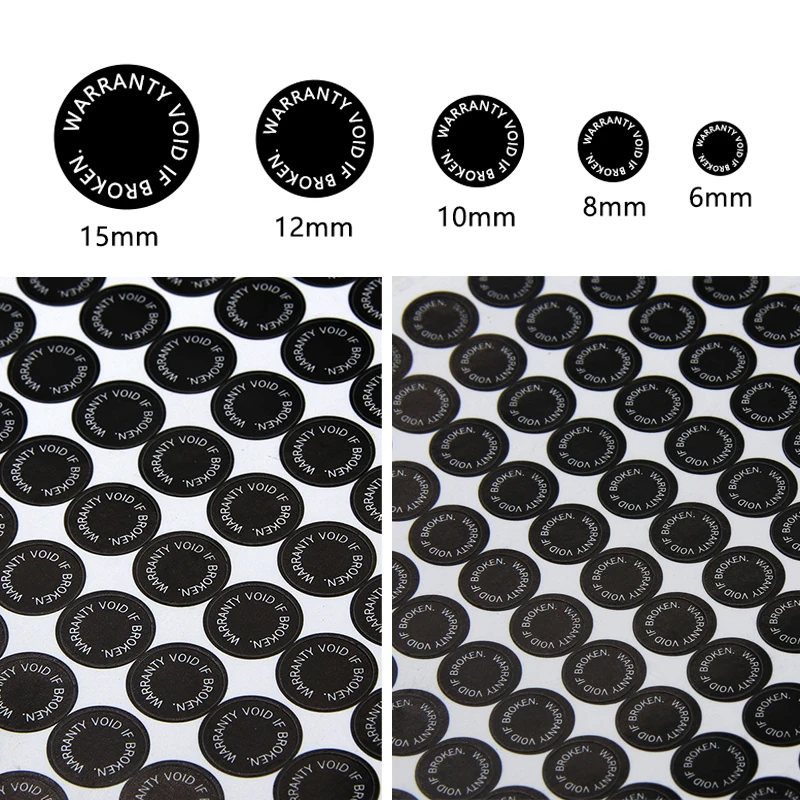 Garanzia Void If Broken Screw Hole Sticker Tamper Evident Fragile Paper Security Seal Removal Proof Open Etichetta Di Avvertimento Non Valida
