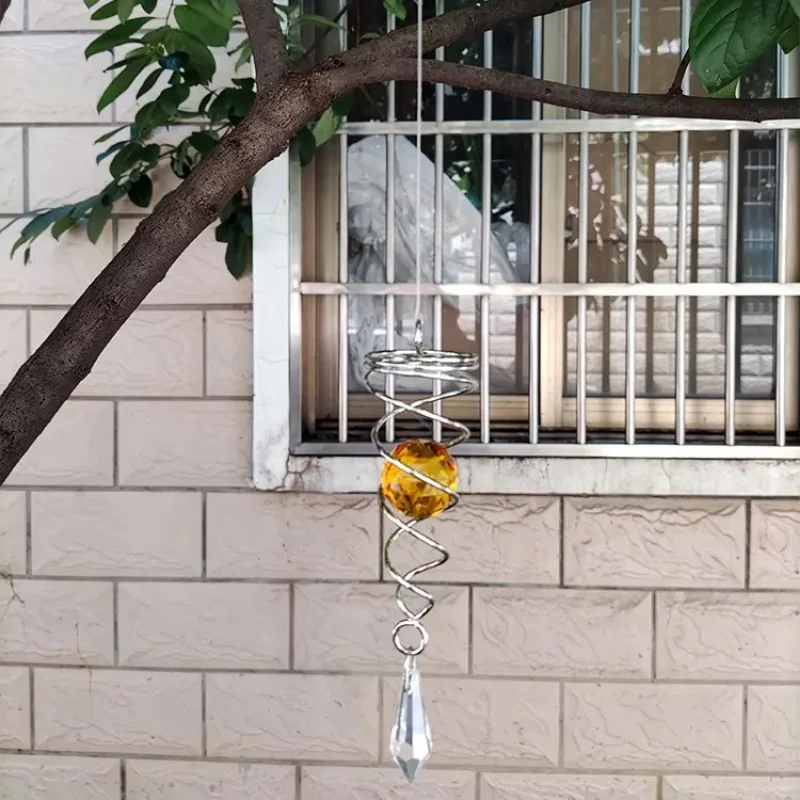 Rotating Crystal Gazing Spiral Tail Ball Pendant Wind Spinner Tails Hanging Decorative for Spinners Chime Outdoor Garden & Yard crystal hanging decoration,crystal ornament,crystal wall hanging,glass pendant ornament,wind spinner catcher