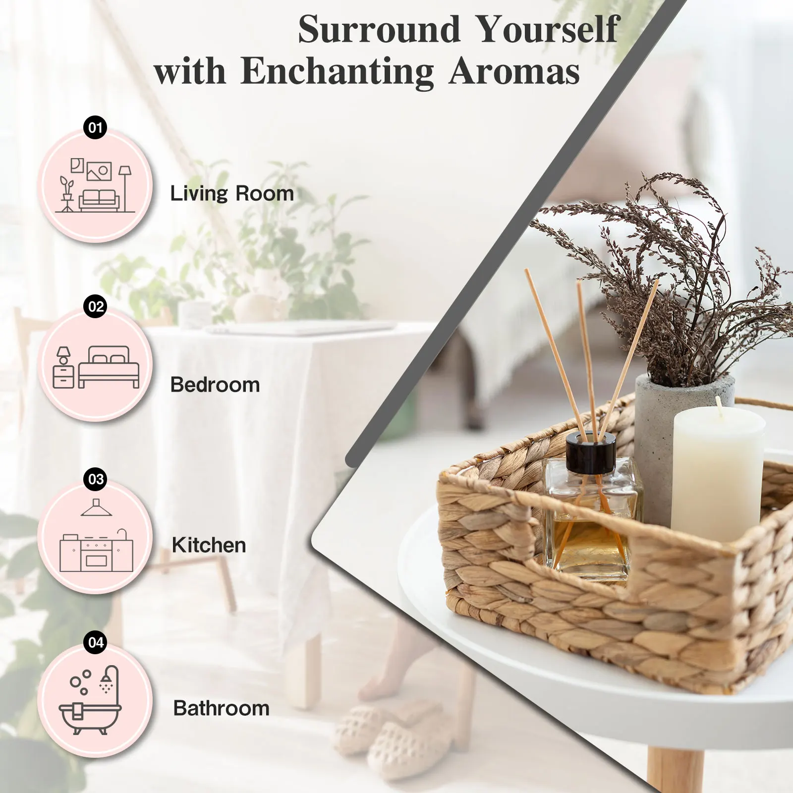 MAYJAM Essential Oils - Aromatic Bliss Collection: Lavender, Jasmine, Eucalyptus, Ylang Ylang, Vanilla, and Tea Tree