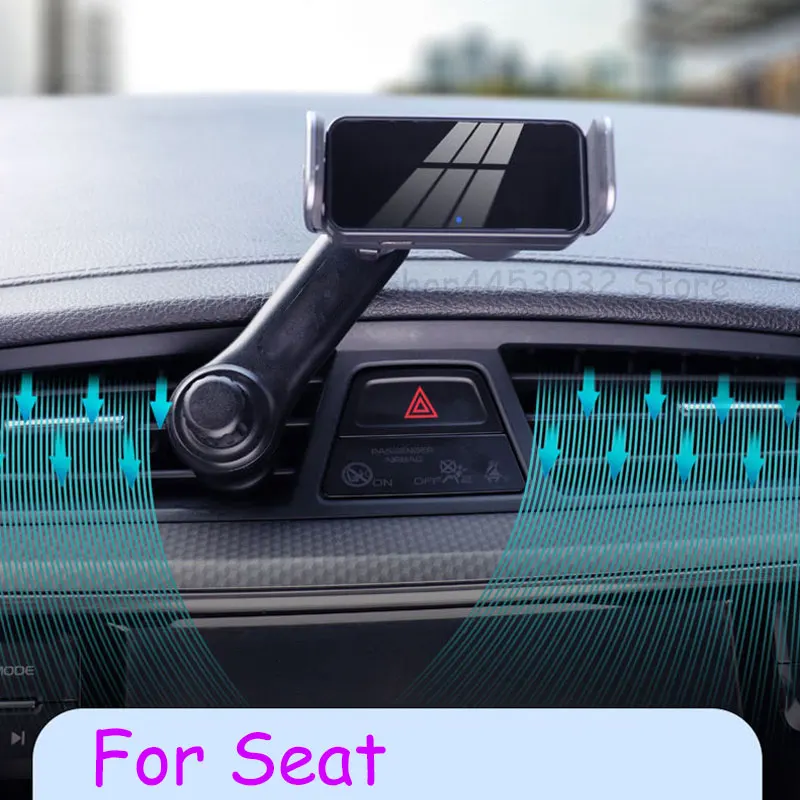 

Электрический автомобильный держатель для телефона для Seat Leon Ibiza Alhambra Exeo Altea Arona Ateca Mii автоматический зажим подставка для крепления на вентиляционное отверстие аксессуары