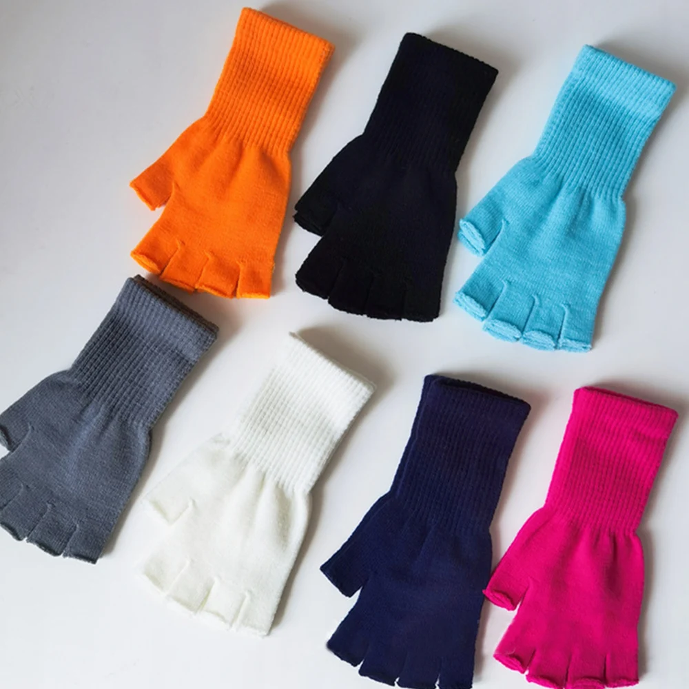 

Women Men Cashmere Half Finger Gloves Woolen Knitted Wrist Mittens Winter Warm Outdoor Cycling Stretch Fingerless Gloves Unisex
