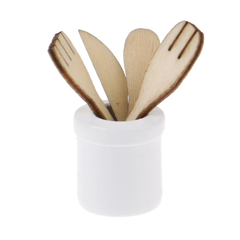 1/12 Miniature Dollhouse Baking Cooking Pretend Play Mini Utensils Metal Whisk Jar Set for Doll Kitchen Food Toy Accessories 6