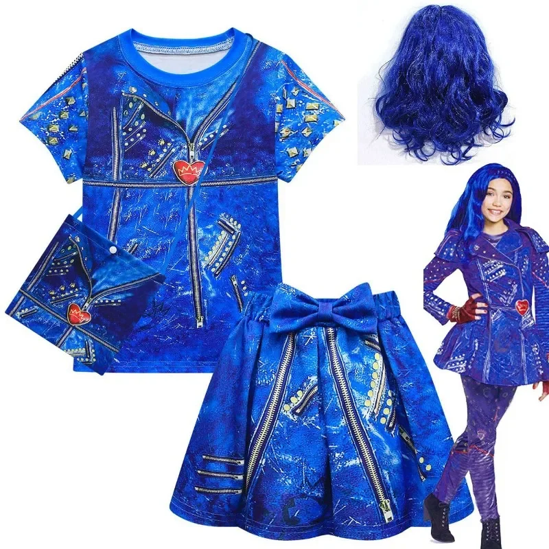 

Halloween Costumes Blue Audrey Costumes Girl Kids Party Evie Descendants Mal Cosplay dress Carnival Party Girls Costumes 3-14Y
