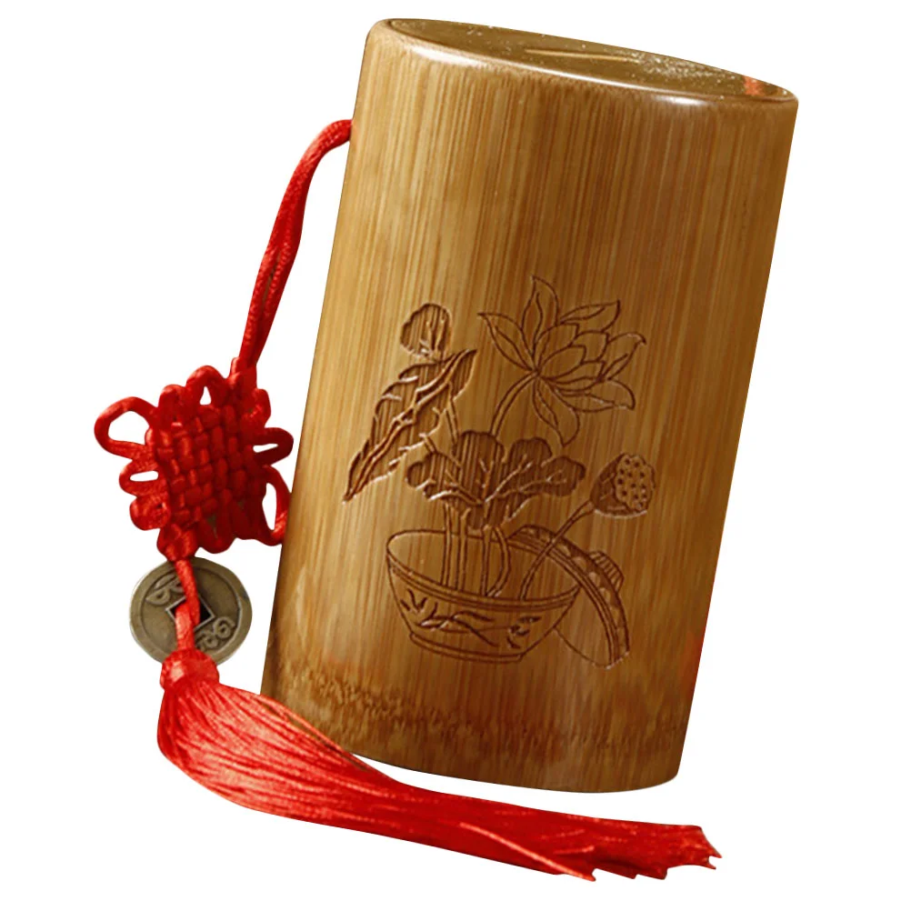 Bamboo Piggy Bank Coin Saving Jar Reliable Decor Chinese-style Money Household Container 3