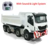 Metal 1/14 8x8 RC Hydraulic Dumper Truck Radio Control Full Tipper Sound Light 3-speed Transmission Differential Lock Axles Toy 1