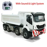 Metal 1/14 8x8 RC Hydraulic Dumper Truck Radio Control Full Tipper Sound Light 3-speed Transmission Differential Lock Axles Toy 1