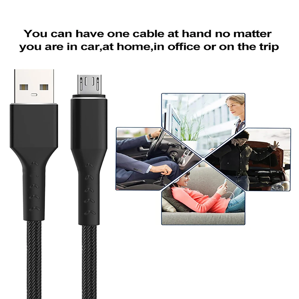 마이크로 USB 케이블 고속 충전 3A 전류 충전 나일론 짠 데이터 케이블 삼성 갤럭시 A5/A7 화웨이에 대한 1M 안드로이드 휴대 전화
