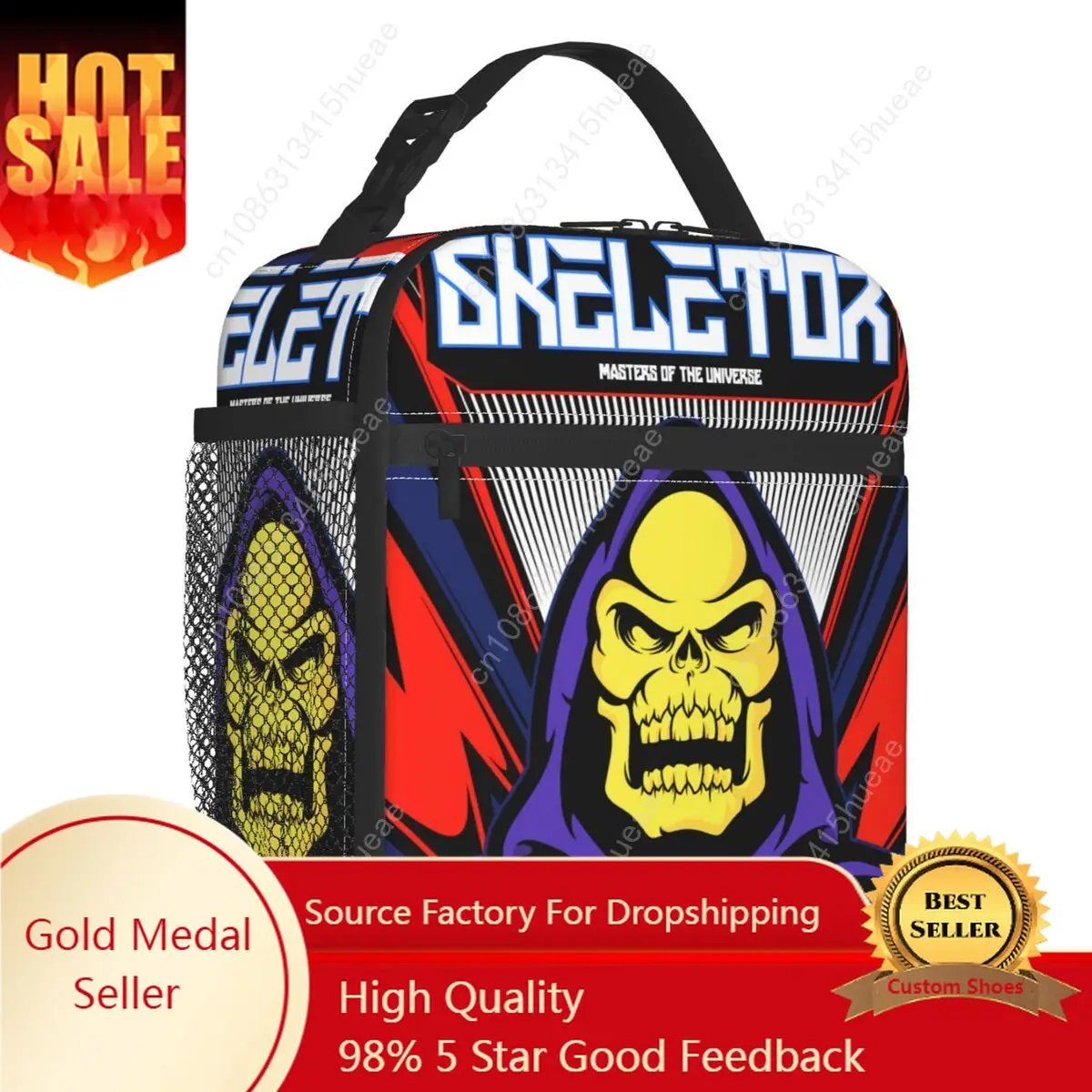 

Skeletor From Masters Of The Universe Resuable Lunch Boxes Women He Man TV Series Thermal Cooler Food Insulated Lunch Bag School