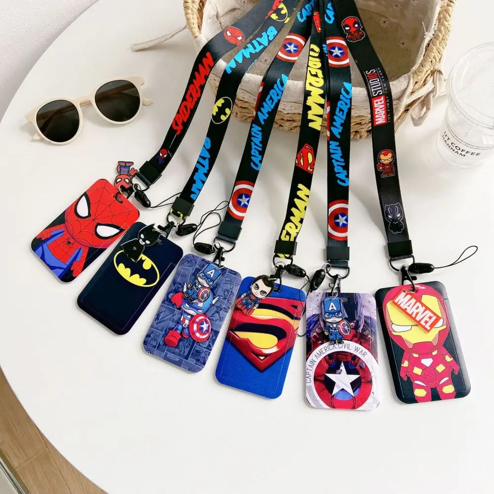 

Marvel Anime Keychain Card Holder Cute Cartoon Spider Man The Avengers Pendant Credit Card ID Holder Student Bus Card Cover Gift