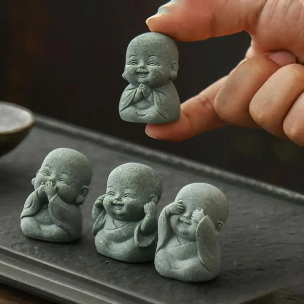 4Pcs New Chinese Style Buddha Statue Cute Little Monk Figurines Desktop Ornaments Monks Buddhism Figurines Little Monk Ornaments 1