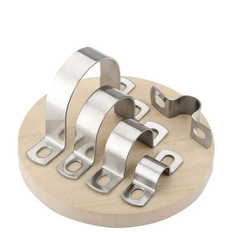 1Pcs Thickened U-Tube Strap Clamp Stainless Steel Horseback Wire Throat HoopCable Fastener Clips Applicable To Pipe OD 8-200mm
