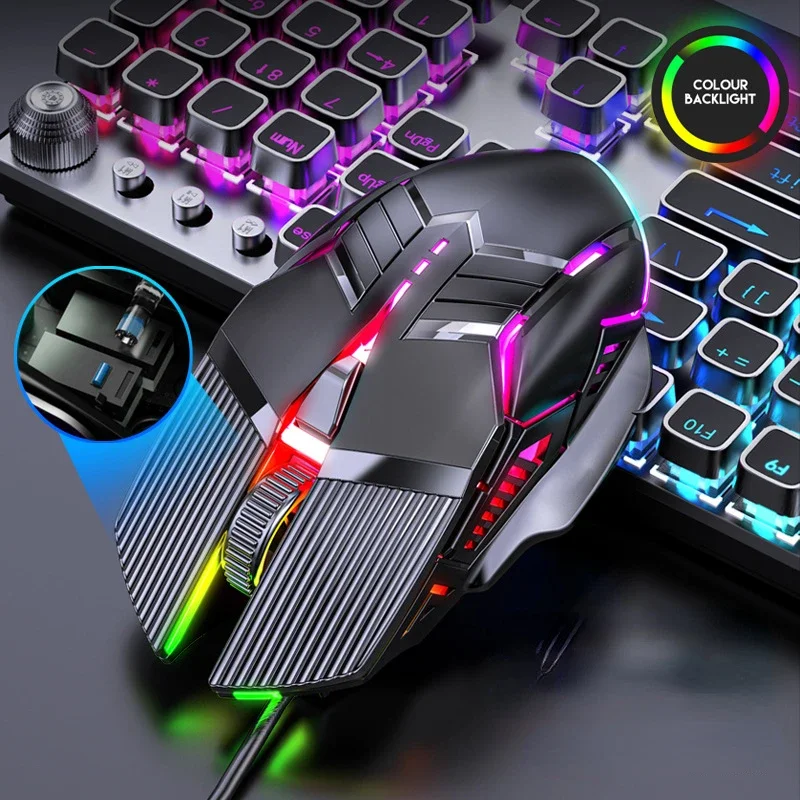 Wired Mouse Ergonomic Mouse Gaming Mouse 3200DPI Ergonomic Wired Gaming Mouse USB Computer Mouse Gaming RGB Mause Gamer 6 Button LED Silent Mice for PC Laptop