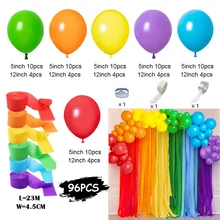  6 Colors Crepe Paper Latex Balloons Rainbow Birthday Decoration Kit Gender Reveal Party Balloon Wedding Oh Baby Shower Boy Girl 